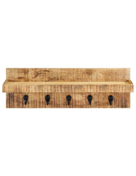 Appendiabiti a Muro 60x15x20 cm Legno Massello di Mango Grezzo
