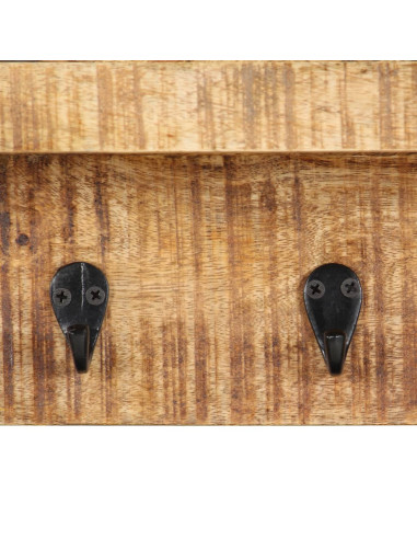 Appendiabiti a Muro 60x15x20 cm Legno Massello di Mango Grezzo