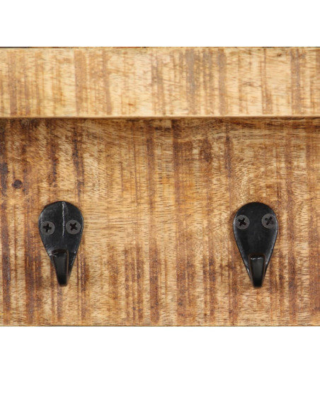 Appendiabiti a Muro 60x15x20 cm Legno Massello di Mango Grezzo