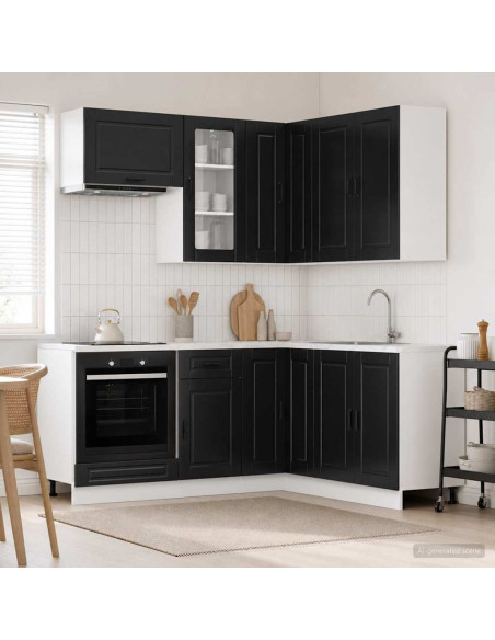 Unità Cucina PORTO 8 pcs Nero Legno ingegnerizzato