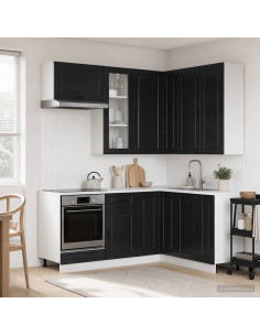 Unità Cucina PORTO 8 pcs Nero Legno ingegnerizzato