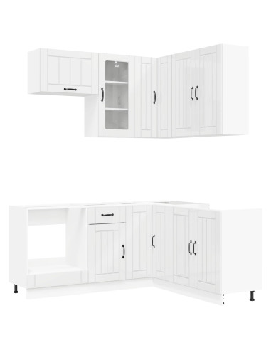 Unità Cucina LUCCA 8 pcs Bianco Lucido Legno ingegnerizzato