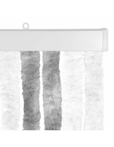 Tenda per insetti in chenille Grigio e Bianco 118 x 220 cm