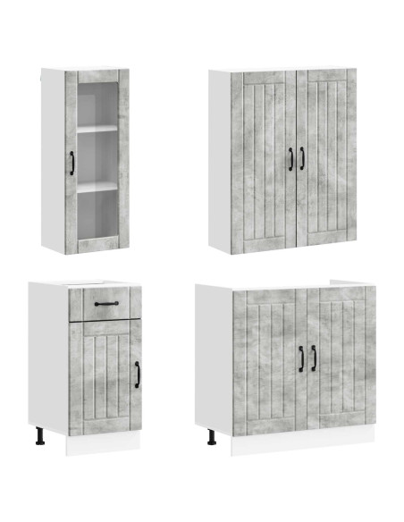 Unità Cucina LUCCA 8 pcs Grigio Cemento Legno ingegnerizzato