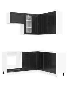 Unità Cucina PORTO 8 pcs Nero Legno ingegnerizzato 2