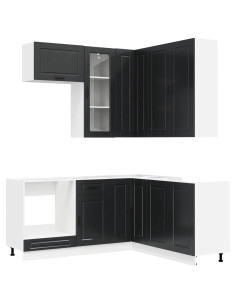 Unità Cucina PORTO 8 pcs Nero Legno ingegnerizzato 2