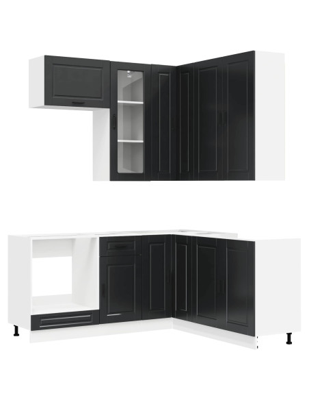 Unità Cucina PORTO 8 pcs Nero Legno ingegnerizzato