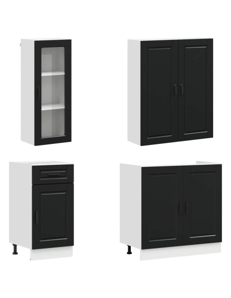 Unità Cucina PORTO 8 pcs Nero Legno ingegnerizzato