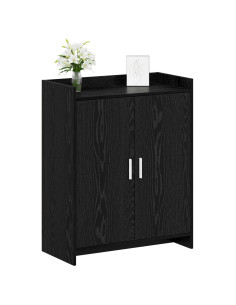 Mobile per scarpe con porta Rovere Nero 73,5 x 36 x 92 cm 2