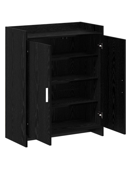 Mobile per scarpe con porta Rovere Nero 73,5 x 36 x 92 cm