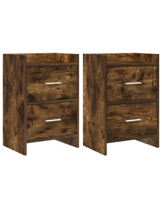 Comodini 2 pcs Rovere Fumo 40 x 30 x 60 cm Legno ingegnerizzato