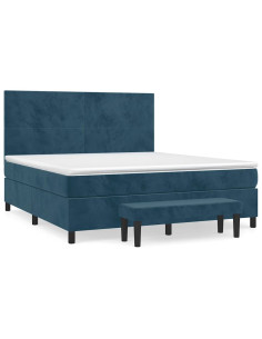 Giroletto a Molle con Materasso Blu Scuro 180x200 cm in Velluto