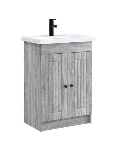 Set di mobili per il bagno Sonoma grigio 56 x 37,5 x 81 cm