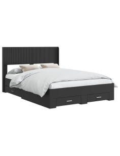 Struttura del letto con stoccaggio e testata Nero 135 x 190 cm 2