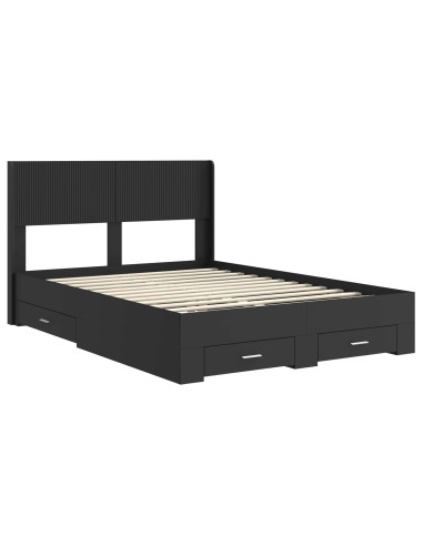 Struttura del letto con stoccaggio e testata Nero 135 x 190 cm