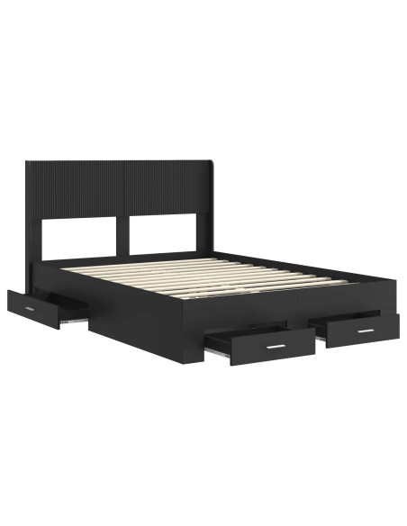 Struttura del letto con stoccaggio e testata Nero 135 x 190 cm