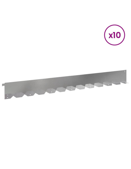 Bordura per Prato 10 pcs 102 x 10 x 4 cm Acciaio Argento