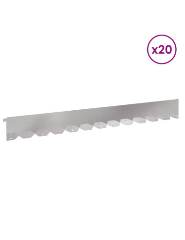 Bordura per Prato 20 pcs 102 x 10 x 4 cm Acciaio Argento