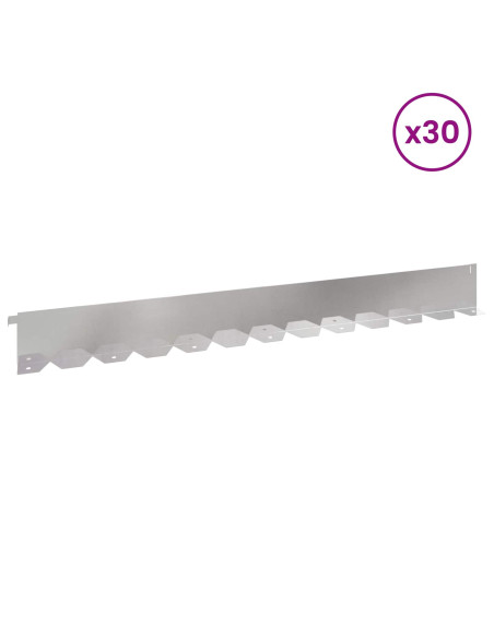 Bordura per Prato 30 pcs 102 x 10 x 4 cm Acciaio Argento