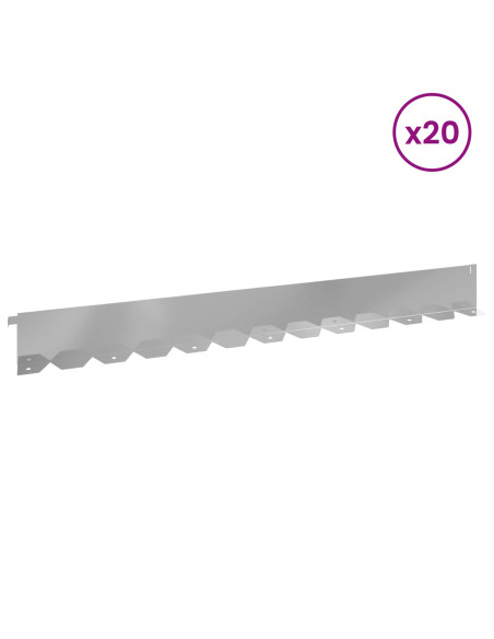 Bordura per Prato 20 pcs 102 x 10 x 4 cm Acciaio Argento
