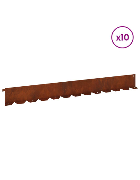 Bordura per Prato 10 pcs 102 x 10 x 4 cm Acciaio Ruggine