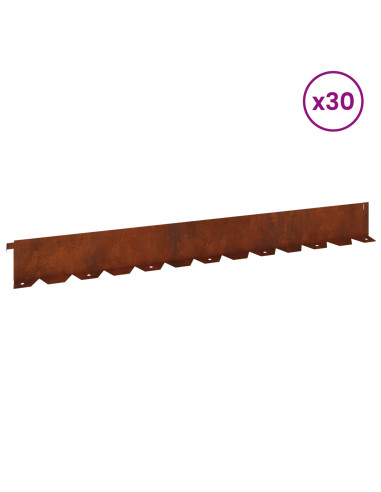Bordura per Prato 30 pcs 102 x 10 x 4 cm Acciaio Ruggine