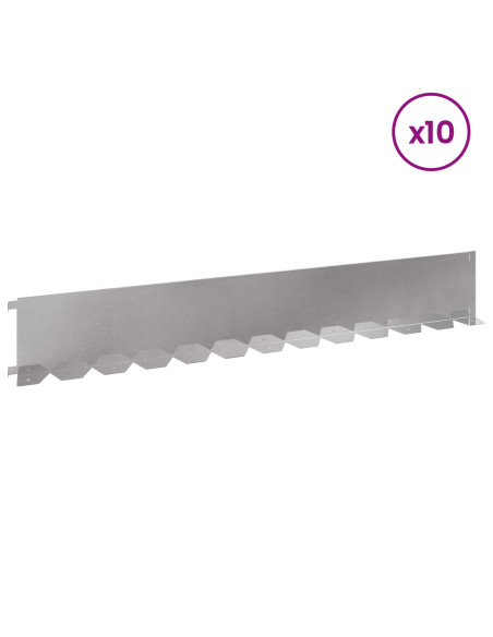 Bordura per Prato 10 pcs 102 x 15 x 4 cm Acciaio Argento