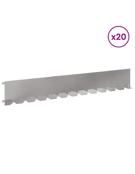 Bordura per Prato 20 pcs 102 x 15 x 4 cm Acciaio Argento