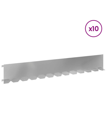 Bordura per Prato 10 pcs 102 x 15 x 4 cm Acciaio Argento