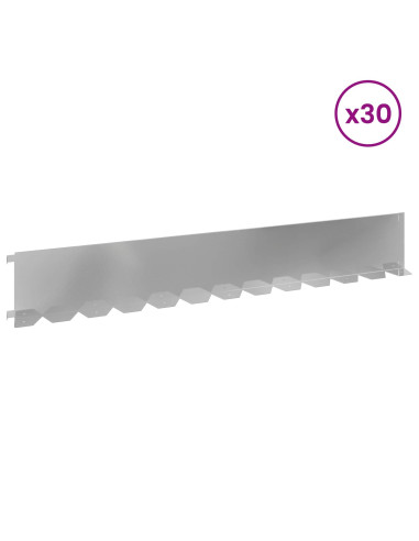 Bordura per Prato 30 pcs 102 x 15 x 4 cm Acciaio Argento