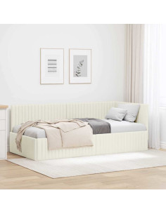 Cornice del letto ad angolo Crema 90 cm x 190 cm Velluto