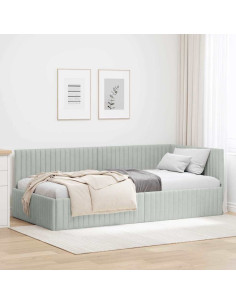 Cornice del letto ad angolo Grigio chiaro 100 cm x 200 cm