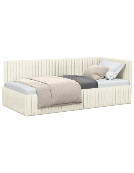 Cornice del letto ad angolo Crema 90 cm x 190 cm Velluto