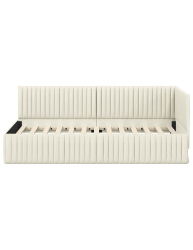 Cornice del letto ad angolo Crema 90 cm x 190 cm Velluto