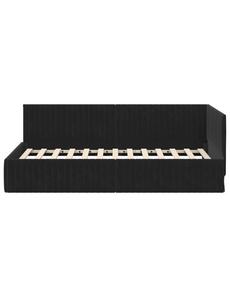 Cornice del letto ad angolo Nero 100 cm x 200 cm Velluto