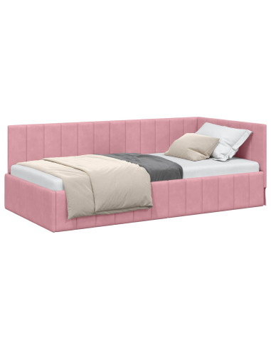 Cornice del letto ad angolo Rosa 90 cm x 190 cm Velluto