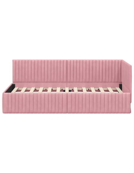 Cornice del letto ad angolo Rosa 90 cm x 200 cm Velluto
