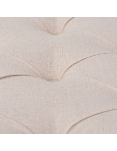 Panca in Tessuto e Legno Massello 150x39,8x48 cm Bianco Crema
