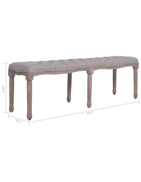 Panca in Tessuto e Legno Massello 150x39,8x48 cm Bianco Crema