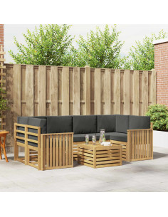 Set di divani da esterno 7 pcs Bianco e Antracite Poliestere