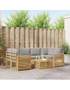 Set di divani da esterno 7 pcs Bianco e Grigio Chiaro
