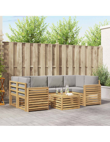 Set di divani da esterno 7 pcs Bianco e Grigio Chiaro