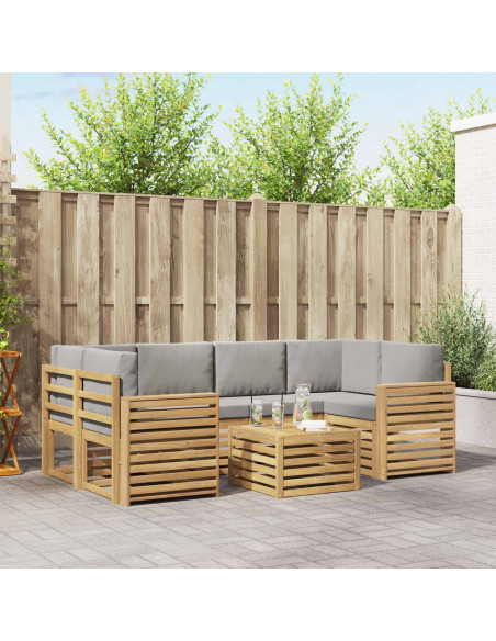 Set di divani da esterno 7 pcs Bianco e Grigio Chiaro