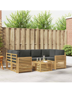 Set di divani da esterno 7 pcs Bianco e Antracite Poliestere