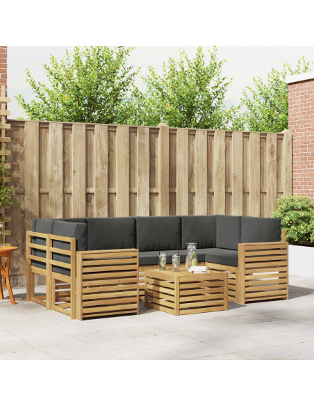 Set di divani da esterno 7 pcs Bianco e Antracite Poliestere
