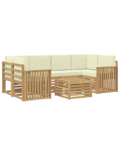 Set di divani da esterno 7 pcs Bianco e Crema Poliestere 2