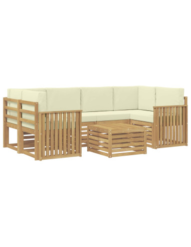 Set di divani da esterno 7 pcs Bianco e Crema Poliestere