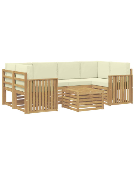 Set di divani da esterno 7 pcs Bianco e Crema Poliestere
