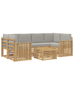 Set di divani da esterno 7 pcs Bianco e Grigio Chiaro 2