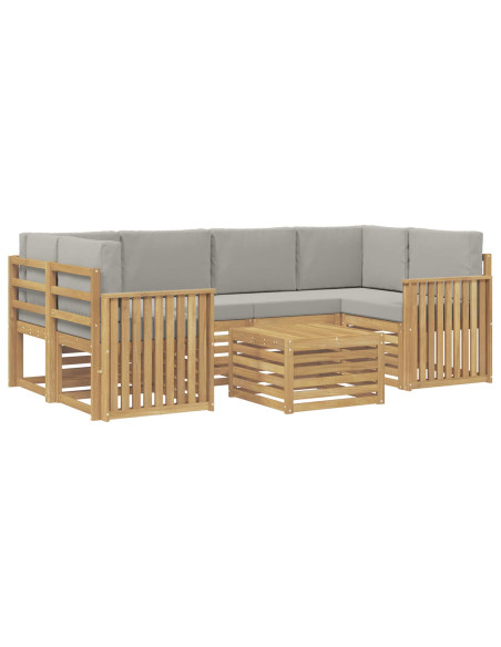 Set di divani da esterno 7 pcs Bianco e Grigio Chiaro